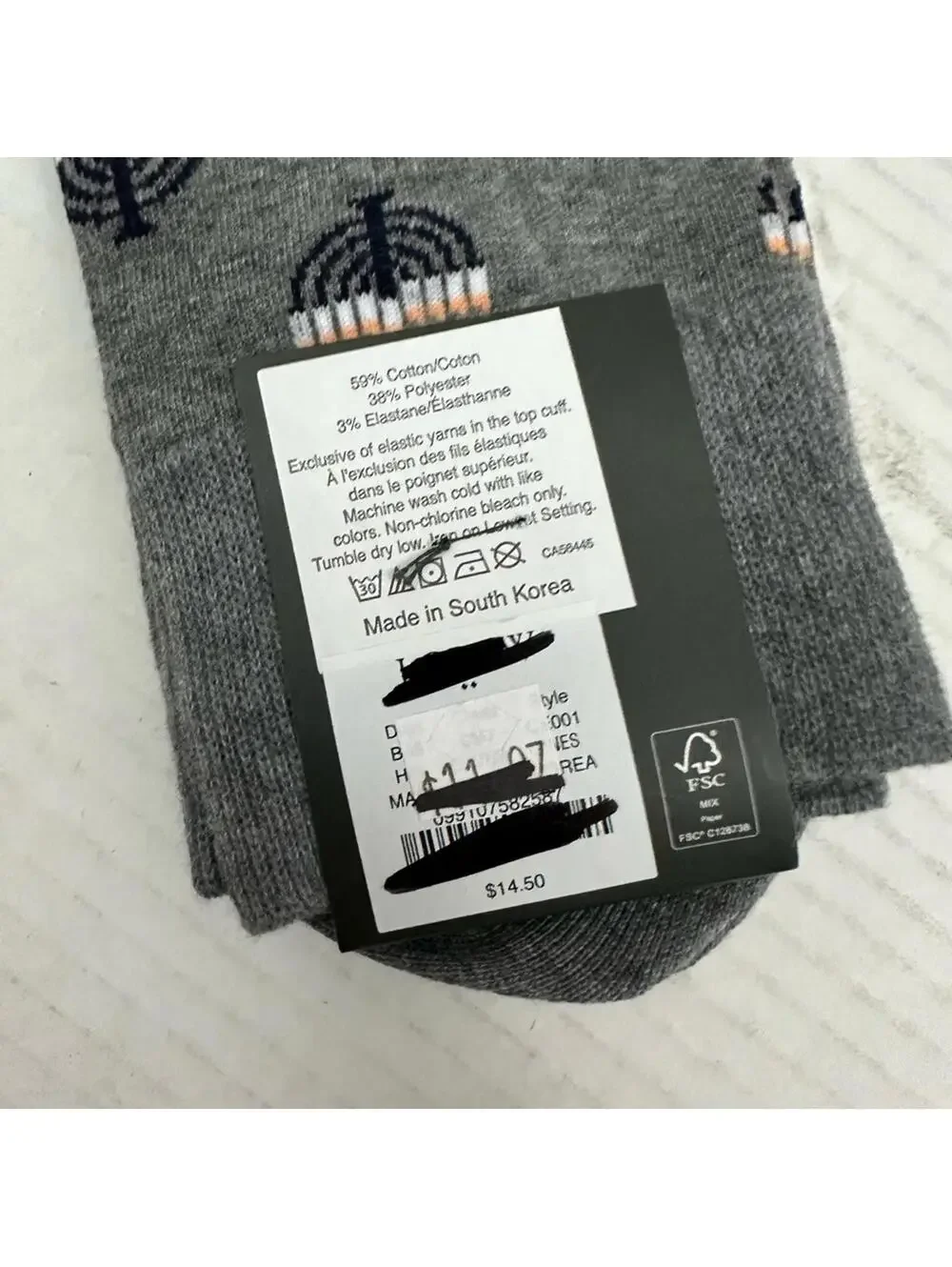 NEW J. Crew Menorah Socks Grey